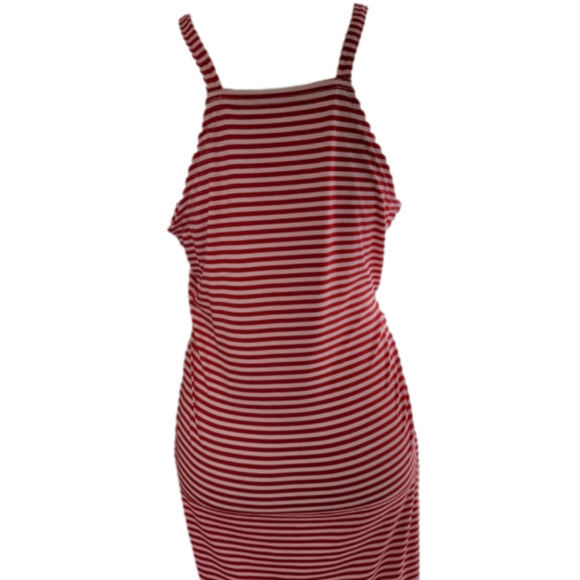 Red White Stripe Halter Wrap Dress Size Medium - Picture 2 of 9